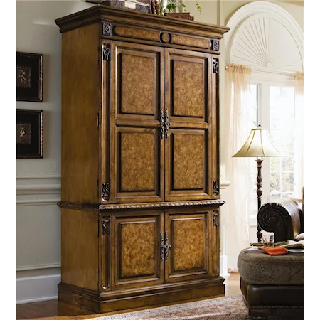 Traditional Bar and Wine Cabinet with Marble Top
